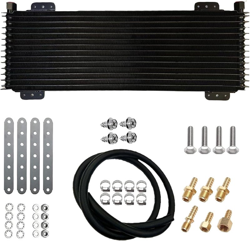OVANOH Low Pressure Drop Transmission Oil Cooler 40k Transmission Oil Cool Compatible For Heavy Duty 40,000 GVW Max Low Mounting Hardware Towing Applications and Advanced Cooling Protection LPD47391 - Image 1